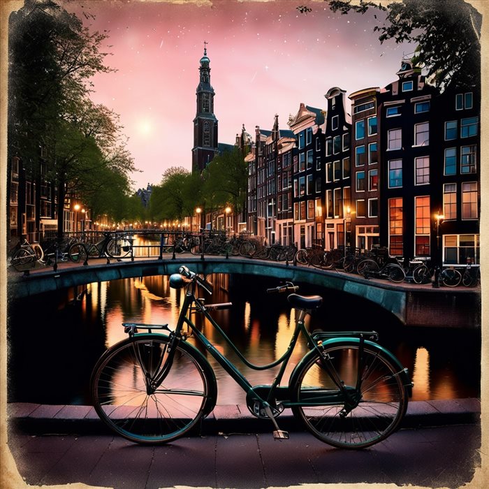 Affiche Vintage Amsterdam : Déco Artistique Éclairée